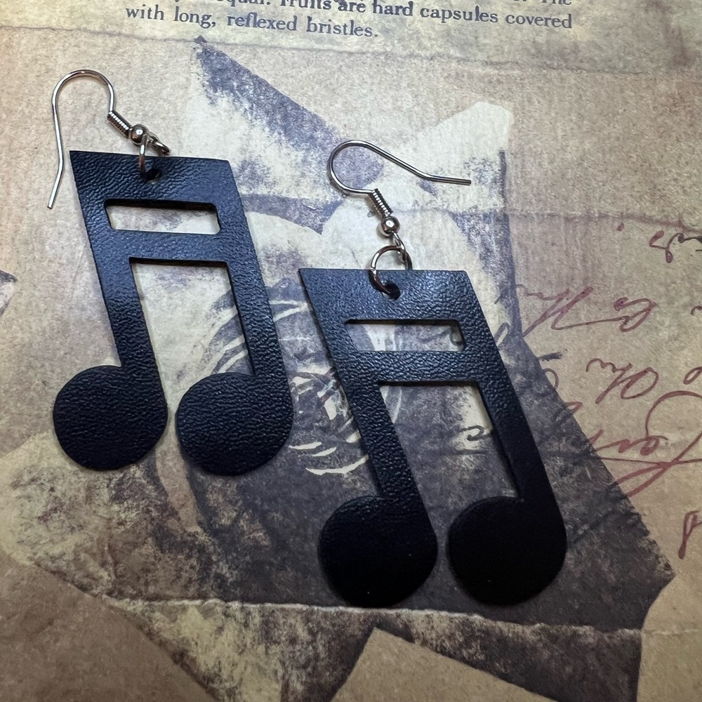 Black Musical Note Earrings
